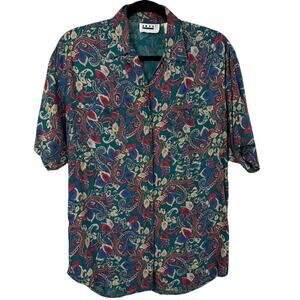 Ilio Vibrant Multicolored Short Sleeve Button-Up Utility Blouse Size S